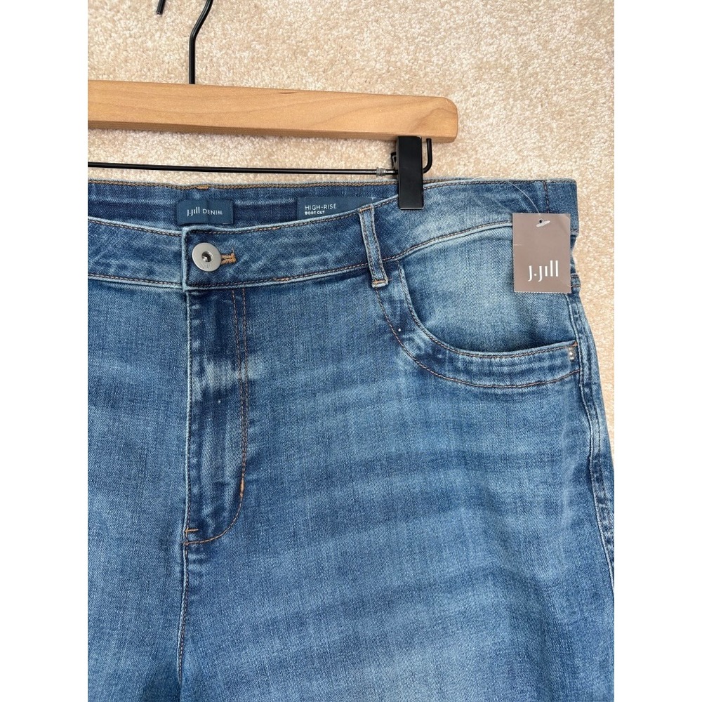 NWT J. JILL Boot Cut Jeans Women's 20 Blue High Rise Raw Hem Classic Plus Size - Picture 2 of 4
